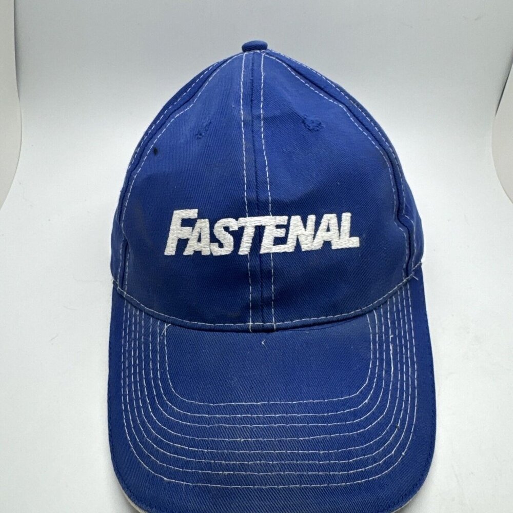 Mens Blue Fastenal Hat Cap Strap Back Company Logo Embroidered Front GR47